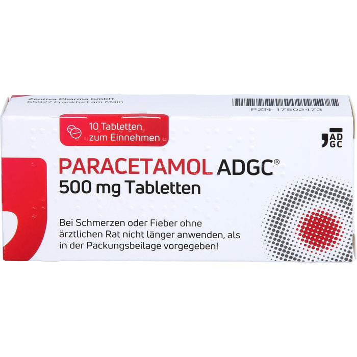 Paracetamol ADGC 500 mg Tabletten bei Schmerzen oder Fieber, 10 St. Tabletten