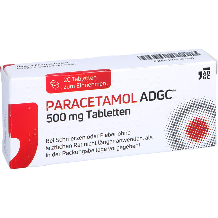 Paracetamol ADGC 500 mg Tabletten bei Schmerzen oder Fieber, 20 St. Tabletten