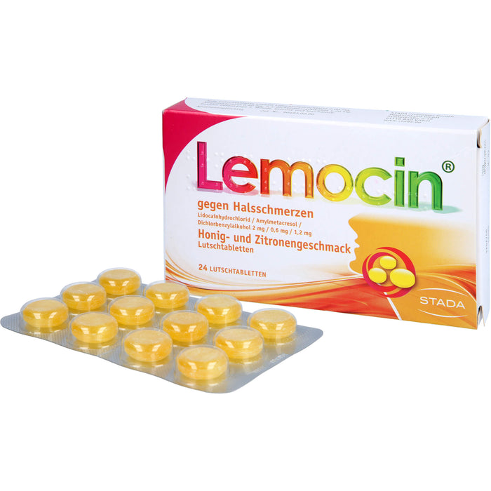 Lemocin gegen Halsschmerzen Honig-Zitrone Lutschtabletten, 24 pcs. Tablets