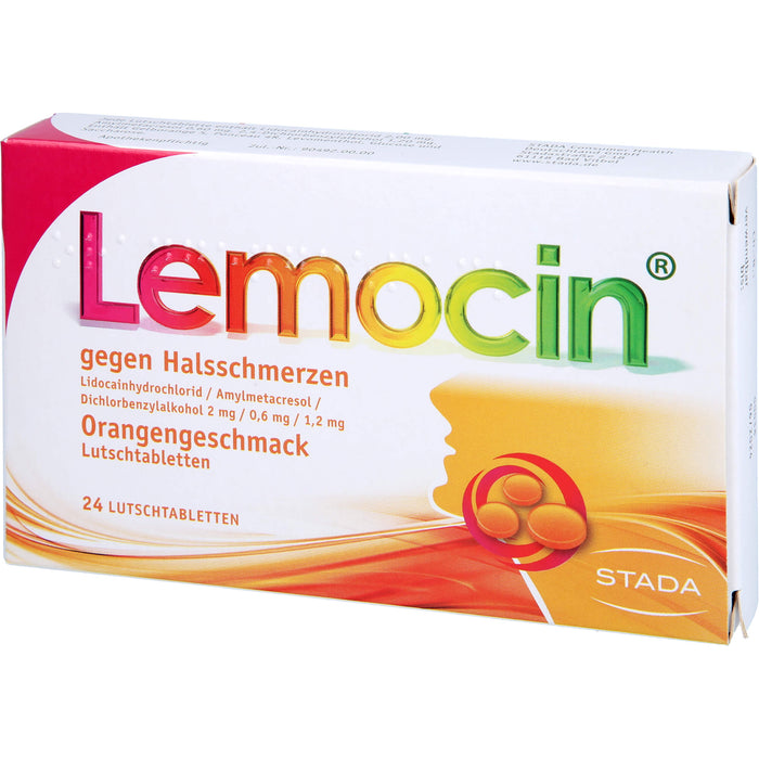 Lemocin Lutschtabletten Orangengeschmack gegen Halsschmerzen, 24 St. Tabletten