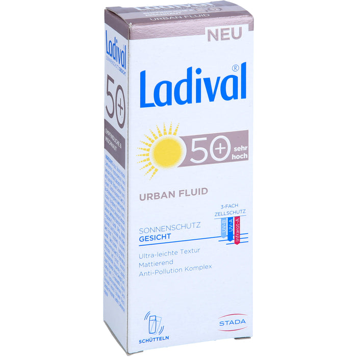 Ladival Urban Fluid LSF 50+ mattierender Gesichts-Sonnenschutz für jeden Tag mit ultra-leichter Textur und Anti-Pollution Komplex, 50 ml Cream