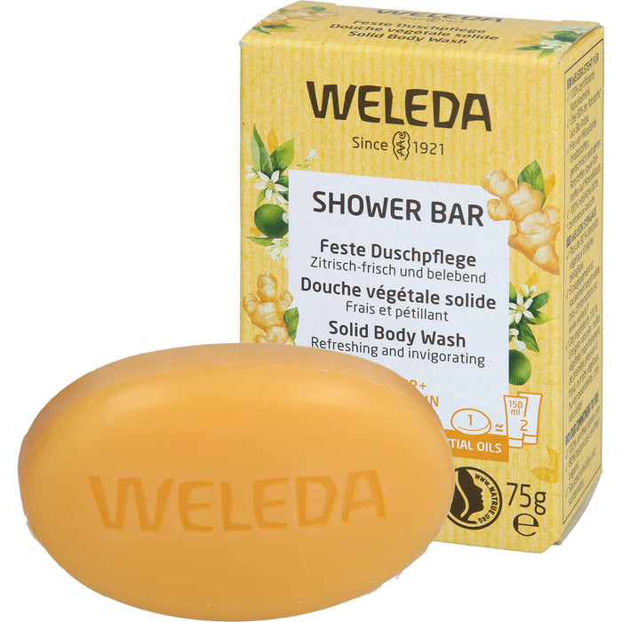 WELEDA Feste Duschpflege Ginger + Petitgrain zitrisch frisch und belebend, 75 g bar of soap