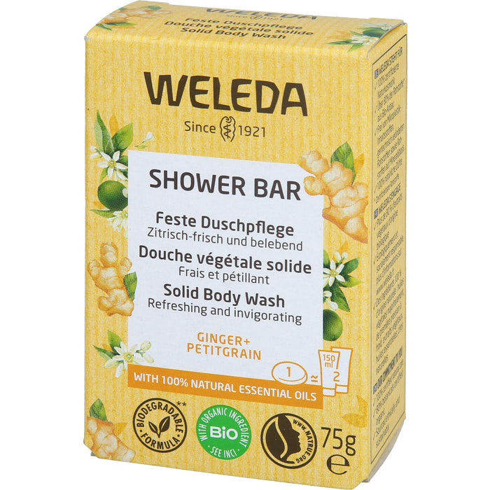 WELEDA Feste Duschpflege Ginger + Petitgrain zitrisch frisch und belebend, 75 g bar of soap