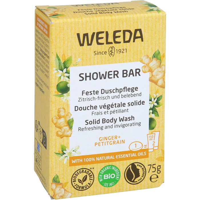 WELEDA Feste Duschpflege Ginger + Petitgrain zitrisch frisch und belebend, 75 g pain de savon