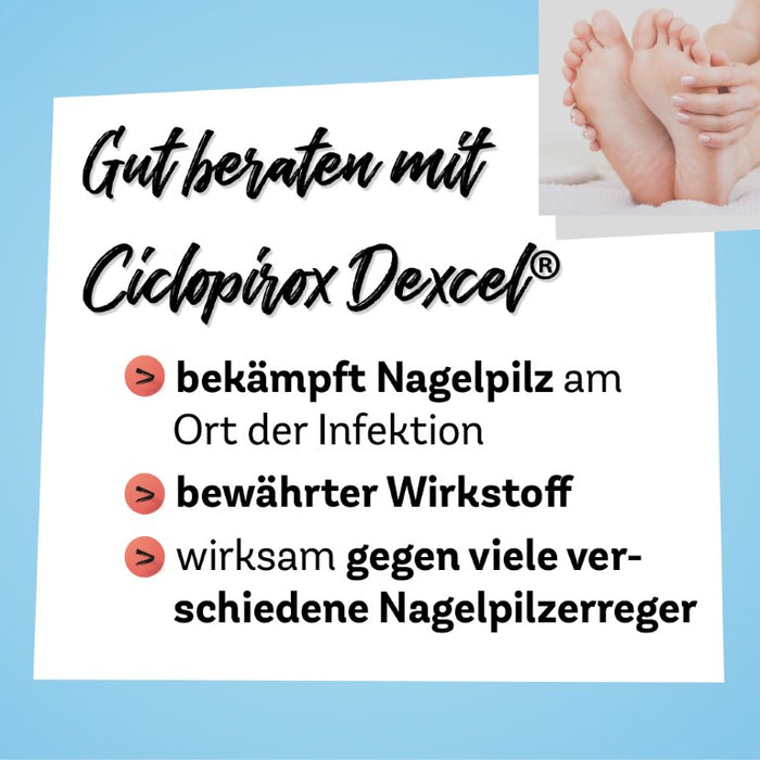 Ciclopirox Dexcel 80 mg/g Lösung wirkstoffhaltiger Nagellack bei Nagelpilzinfektionen, 3.3 ml Nail varnish containing active ingredients