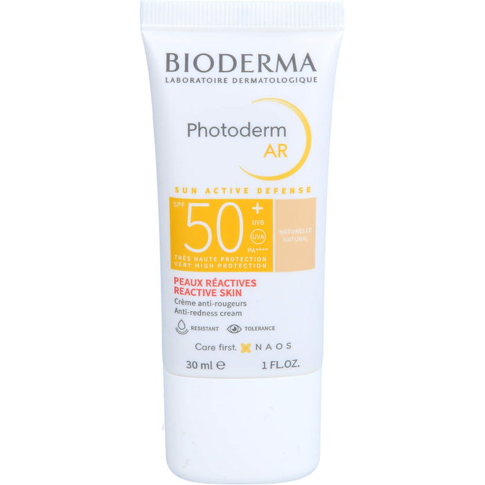 BIODERMA Photoderm AR LSF 50+ anti-Rötungen Sonnenschutz für das Gesicht bei Rosazea, bei empfindlicher, zu Rötungen neigender und reaktiver Haut, 30 ml Creme