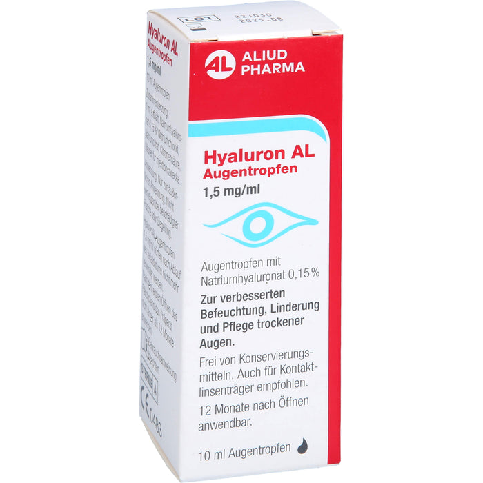 Hyaluron AL Augentropfen 1,5 mg/ml zur verbesserten Befeuchtung der Augen, 10 ml Solution