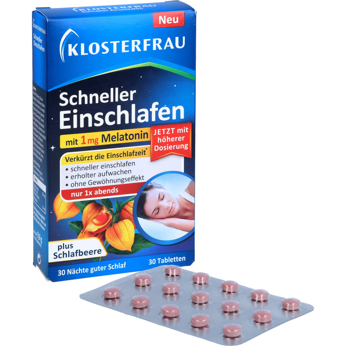 KLOSTERFRAU Schneller Einschlafen mit 1 mg Melatonin Tabletten, 30 St. Tabletten