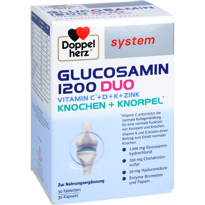 Doppelherz Glucosamin 1200 Duo für Knochen und Knorpel Tabletten und Kapseln, 60 pc Comprimés et gélules