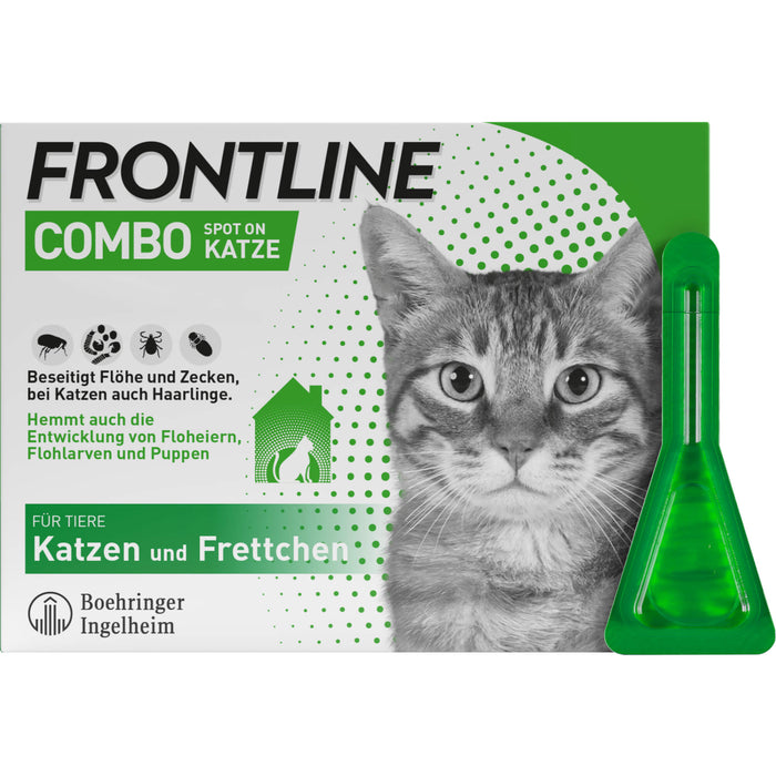 FRONTLINE Combo Spot on Pipetten gegen Flöhe und Zecken für Katzen und Frettchen, 6 pcs. Pipettes