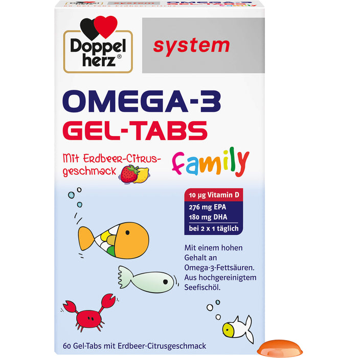 Doppelherz Omega-3 Gel-Tabs family Erdb.-Ci system, 60 St. Kautabletten