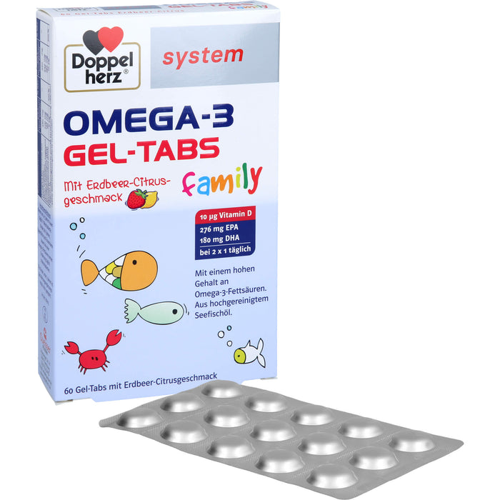 Doppelherz Omega-3 Gel-Tabs family Erdb.-Ci system, 60 St. Kautabletten