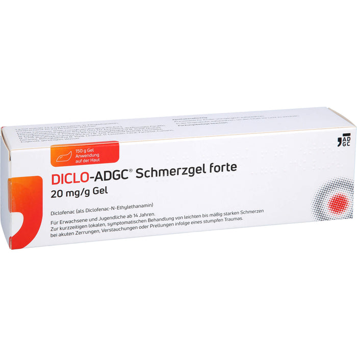 DICLO-ADGC Schmerzgel forte 20 mg/g Gel bei leichten bis mäßig starken Schmerzen bei akuten Zerrungen, Verstauchungen oder Prellungen, 150 g Gel