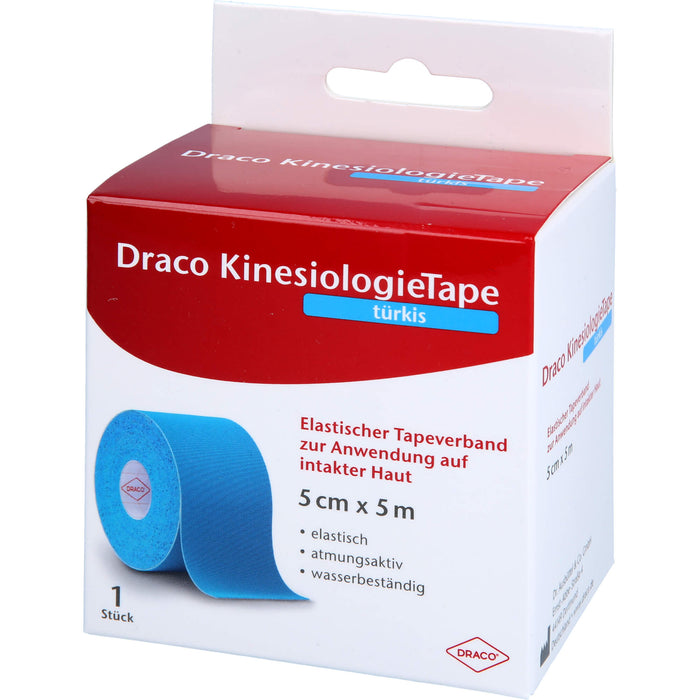 Draco KinesiologieTape 5 cm x 5 m türkis elastischer Tapeverband, 1 pc pansement