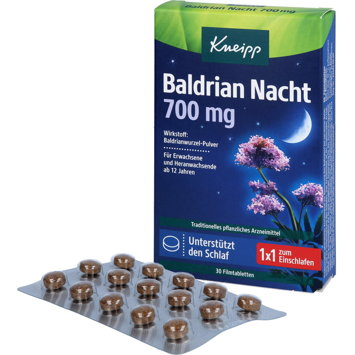 Kneipp Baldrian Nacht 700 mg Tabletten unterstützt den Schlaf, 30 pc Tablettes