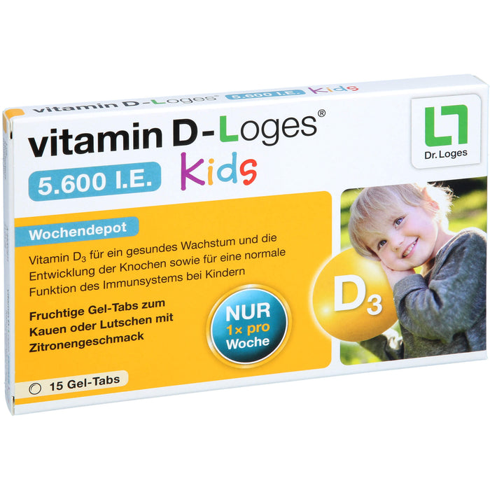 Vitamin D-loges 5.600 I.E Kids fruchtige Gel-Tabs, 15 St. Gummidrops