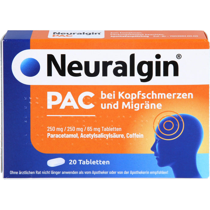 Neuralgin PAC bei Kopfschmerzen und Migräne, Tabletten, 20 St TAB