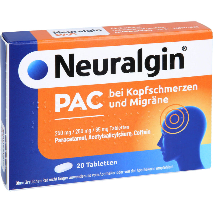 Neuralgin PAC bei Kopfschmerzen und Migräne, Tabletten, 20 St TAB