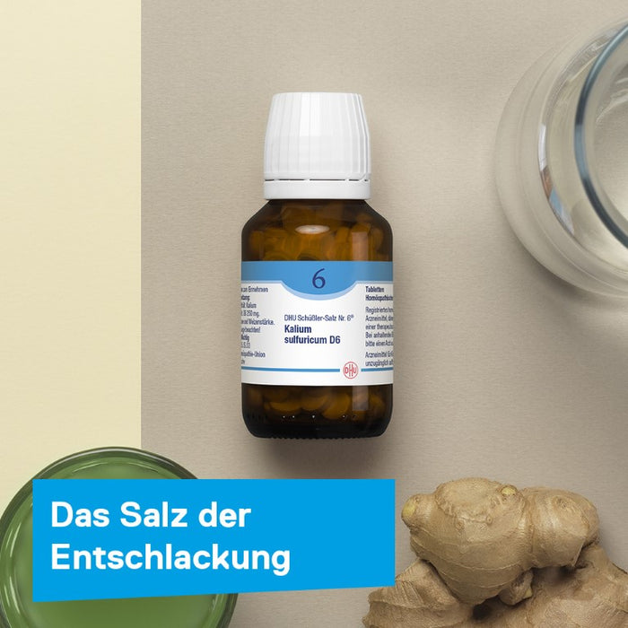 DHU Schüßler-Salz Nr. 6 Kalium sulfuricum D12 – Das Mineralsalz der Entschlackung – das Original – umweltfreundlich im Arzneiglas, 80 St. Tabletten