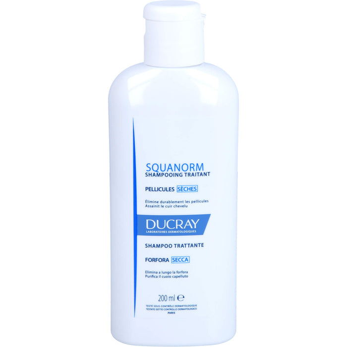 DUCRAY SQUANORM Kur-Shampoo beseitigt langanhaltend trockene Schuppen und reinigt die Kopfhaut, 200 ml Solution