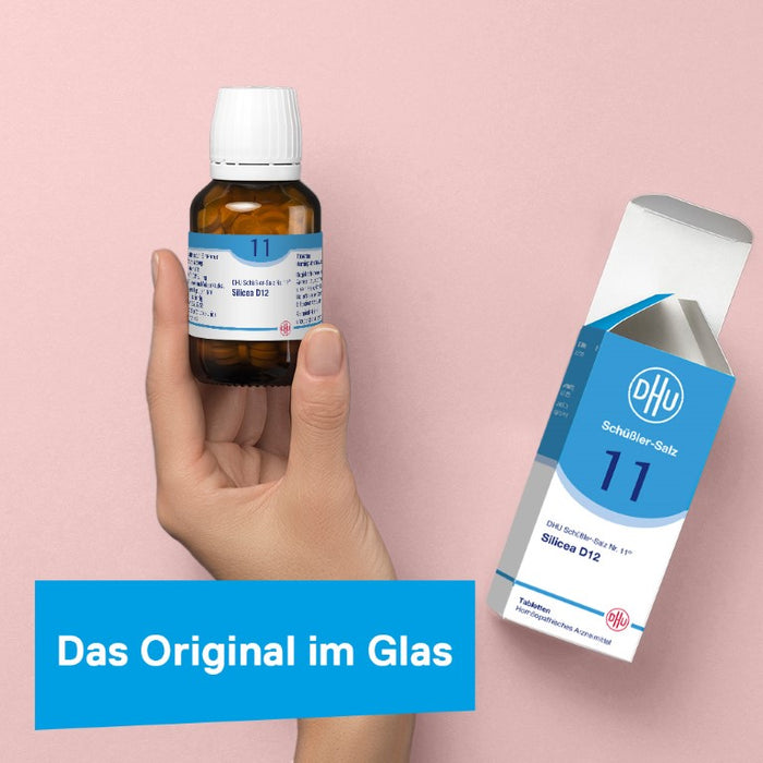 DHU Schüßler-Salz Nr. 11 Silicea D6 – Das Mineralsalz der Haare, der Haut und des Bindegewebes – das Original – umweltfreundlich im Arzneiglas, 80 St. Tabletten