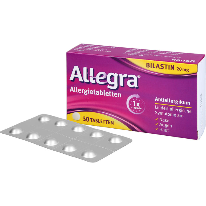 Allegra 20 mg Allergietabletten lindert allergische Symptome, 50 pc Tablettes