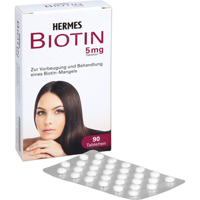 HERMES Biotin 5 mg Tabletten Vorbeugung und Behandlung eines Biotin-Mangels, 90 pc Tablettes