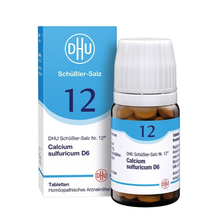 DHU Schüßler-Salz Nr. 12 Calcium sulfuricum D6 – Das Mineralsalz der Gelenke – das Original – umweltfreundlich im Arzneiglas, 80 St. Tabletten