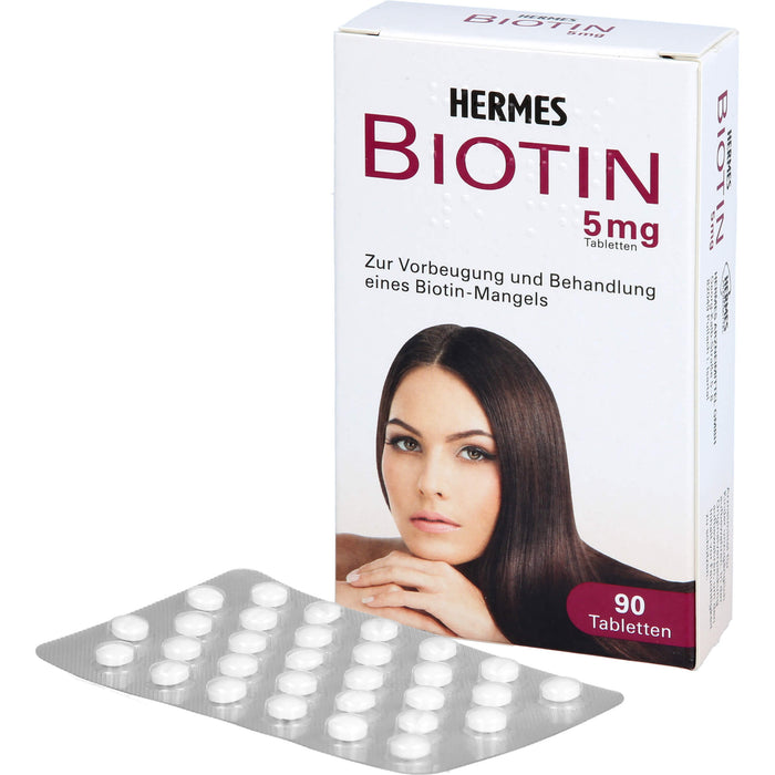 HERMES Biotin 5 mg Tabletten Vorbeugung und Behandlung eines Biotin-Mangels, 90 pc Tablettes