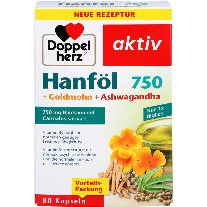 Doppelherz Hanföl+Goldmohn+Ashwagandha, 80 St KAP