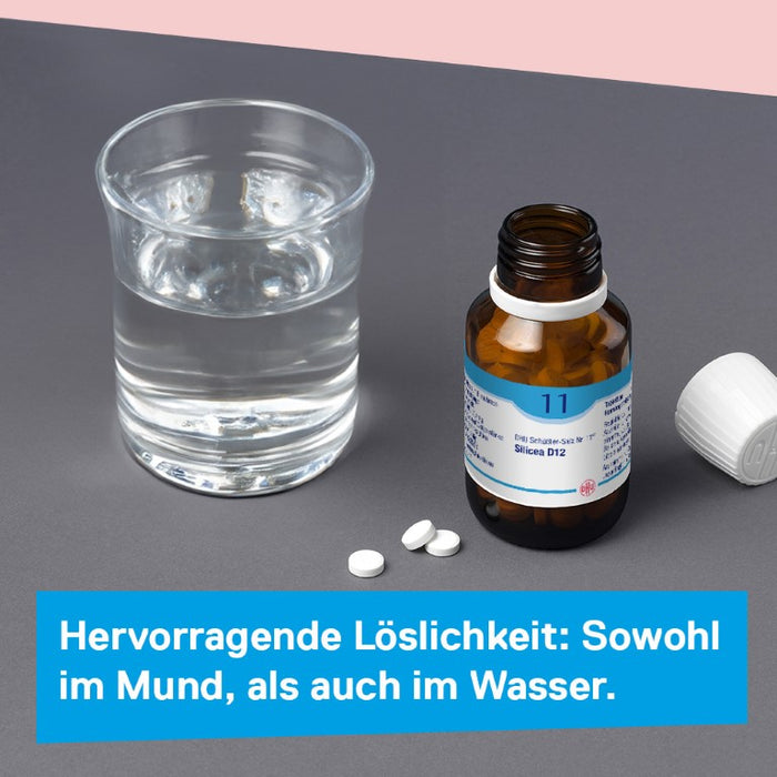 DHU Schüßler-Salz Nr. 11 Silicea D6 – Das Mineralsalz der Haare, der Haut und des Bindegewebes – das Original – umweltfreundlich im Arzneiglas, 80 St. Tabletten