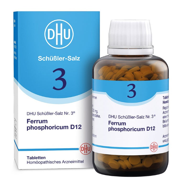 DHU Schüßler-Salz Nr. 3 Ferrum phosphoricum D12 – Das Mineralsalz des Immunsystems – das Original – umweltfreundlich im Arzneiglas, 900 pcs. Tablets