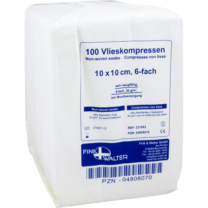 Vlieskompressen unsteril 10x10cm 6-fach, 100 St KOM