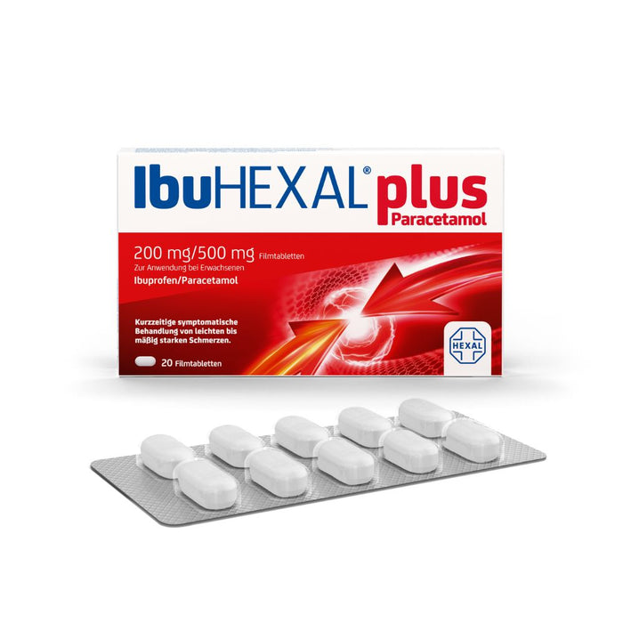 IbuHEXAL plus Paracetamol Filmtabletten bei leichten bis mäßig starken Schmerzen, 20 St. Tabletten