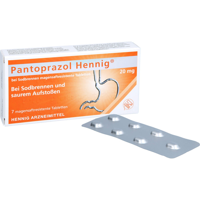 Pantoprazol Hennig 20 mg Tabletten bei Sodbrennen, 7 St. Tabletten