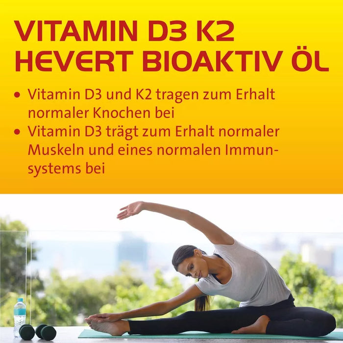 Vitamin D3 K2 HEVERT Bioaktiv Öl für gesunde Knochen und Muskeln sowie ein aktives Immunsystem, 20 ml Öl