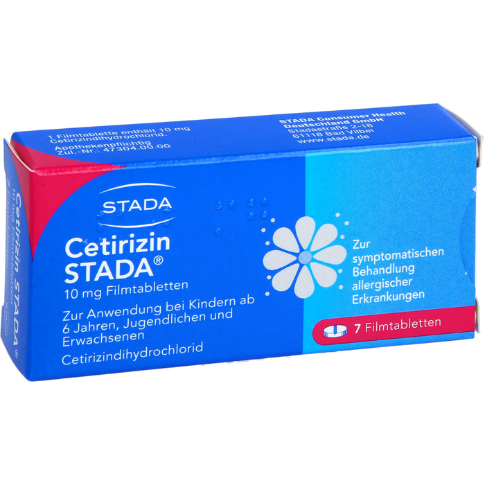 Cetirizin STADA 10 mg Filmtabletten zur symptomatischen Behandlung allergischer Erkrankungen, 7 St. Tabletten