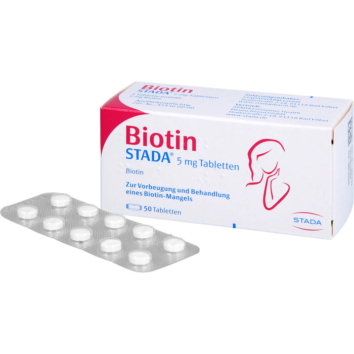 STADA Biotin Tabletten zur Vorbeugung und Behandlung eines Biotin-Mangels, 50 pc Tablettes