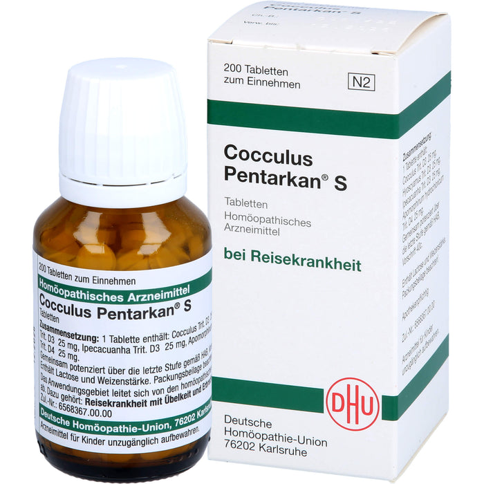 DHU Cocculus Pentarkan S Tabletten bei Reisekrankheit, 200 pc Tablettes