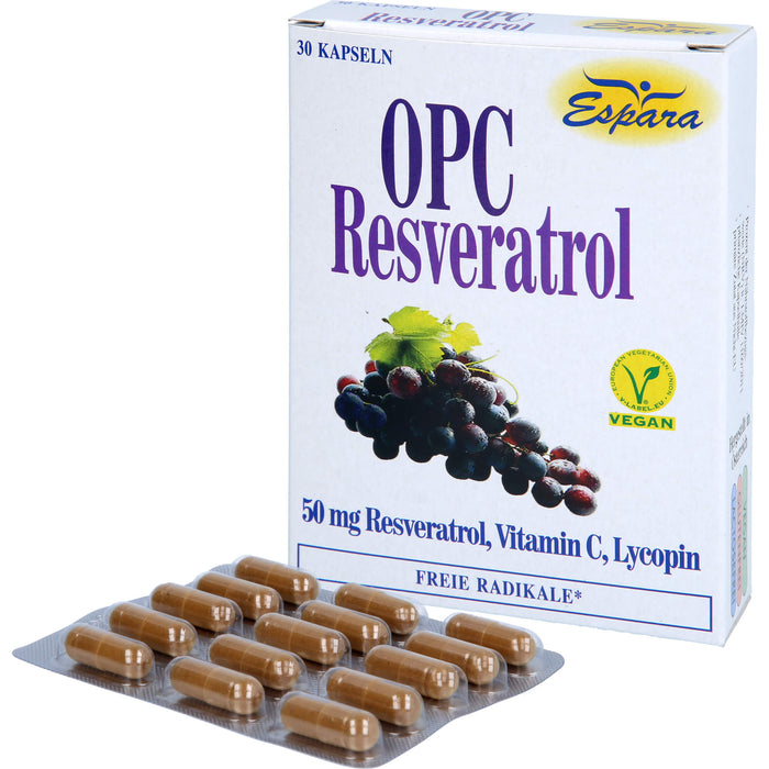 Espara OPC-Resveratrol Kapseln mit Lycopin, Resveratrol und Vitamin C, 30 St. Kapseln