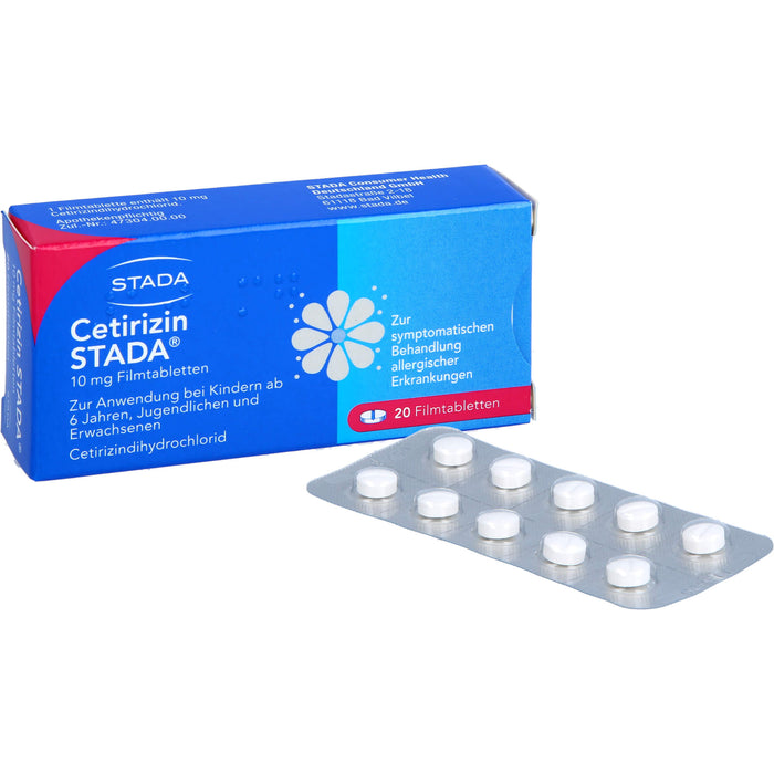 Cetirizin STADA 10 mg Filmtabletten zur symptomatischen Behandlung allergischer Erkrankungen, 20 St. Tabletten