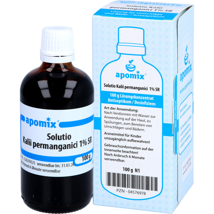 Solutio Kalii permanganici 1% SR / Kaliumpermanganatlösung 1% SR, Lösungskonz. z. Anw. auf der Haut nach Verdünnen m. Wasser, 100 g Lösung