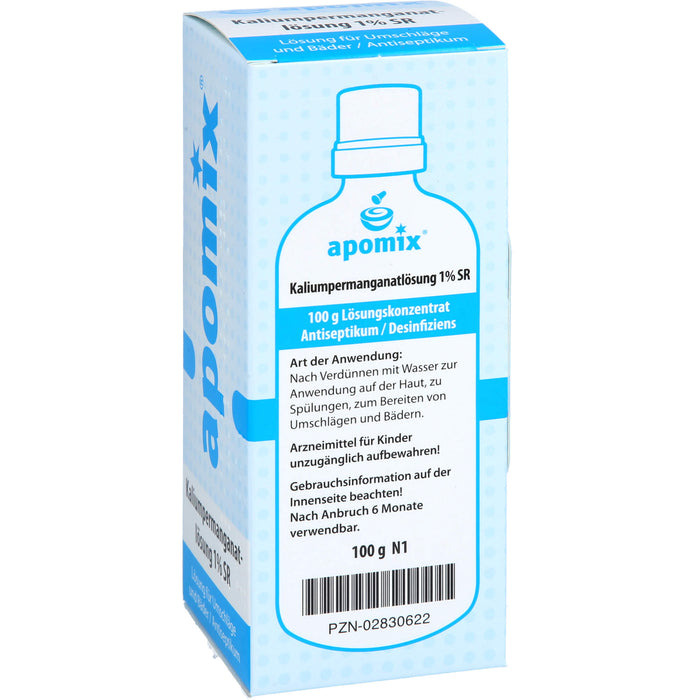 apomix Kaliumpermanganat Lösung 1% SR Antiseptikum für Umschläge und Bäder, 100 ml Solution