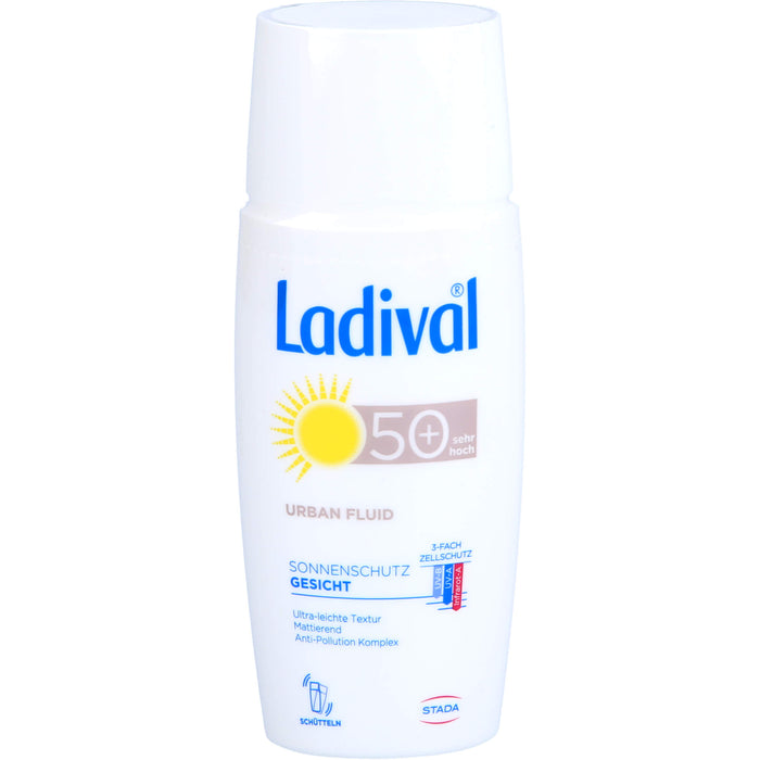 Ladival Urban Fluid LSF 50+ mattierender Gesichts-Sonnenschutz für jeden Tag mit ultra-leichter Textur und Anti-Pollution Komplex, 50 ml Crème