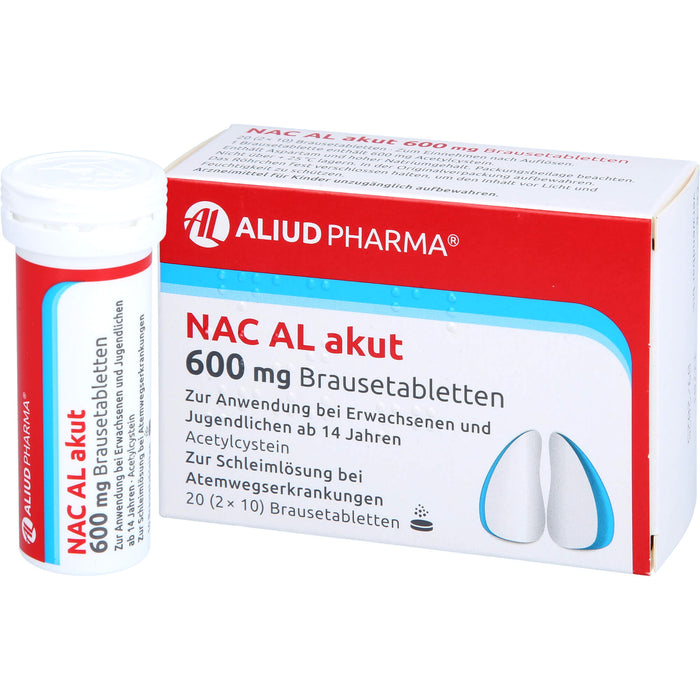 NAC AL akut 600 mg Brausetabletten zur Schleimlösung bei Atemwegserkrankungen, 20 St. Tabletten