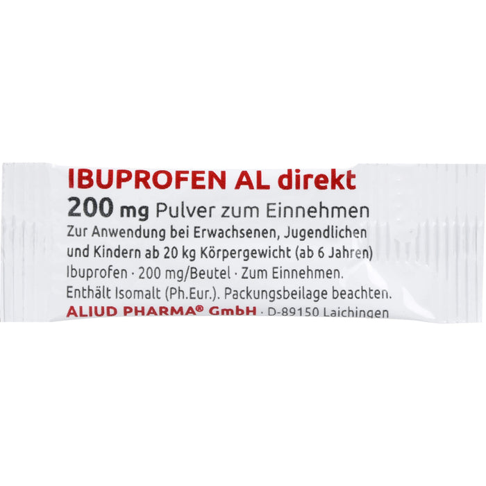 AL Ibuprofen direkt 200 mg Pulver bei Schmerzen und Fieber, 20 pcs. Powder