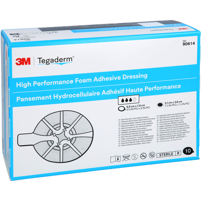 TEGADERM Foam Adhesive 6,9x7,6 cm oval 90614, 10 St VER