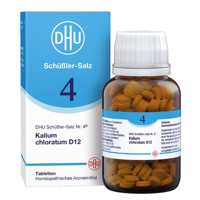 DHU Schüßler-Salz Nr. 4 Kalium chloratum D12 – Das Mineralsalz der Schleimhäute – das Original – umweltfreundlich im Arzneiglas, 420 St. Tabletten