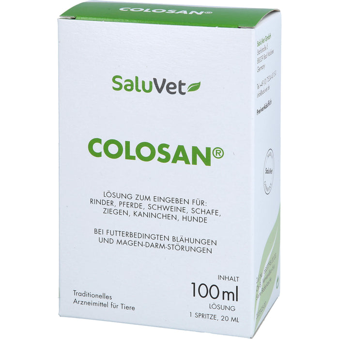 Dr. Schaette Colosan Lösung bei futterbedingten Blähungen und Magen-Darm-Störungen für Rinder, Pferde, Schwein, Schafe, Ziegen, Kaninchen und Hunde, 100 ml Lösung