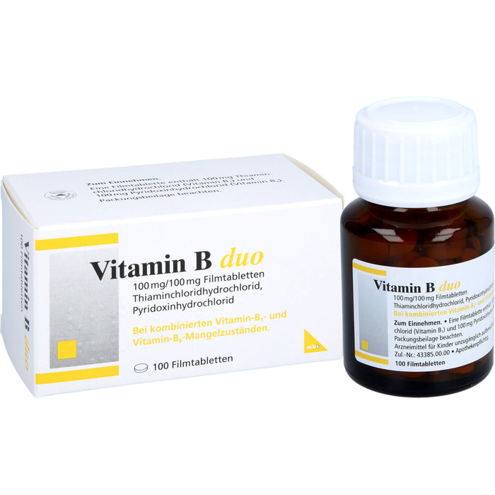 mibe Vitamin B duo Filmtabletten bei Mangel der Vitamine B1 und B6, 100 pc Tablettes